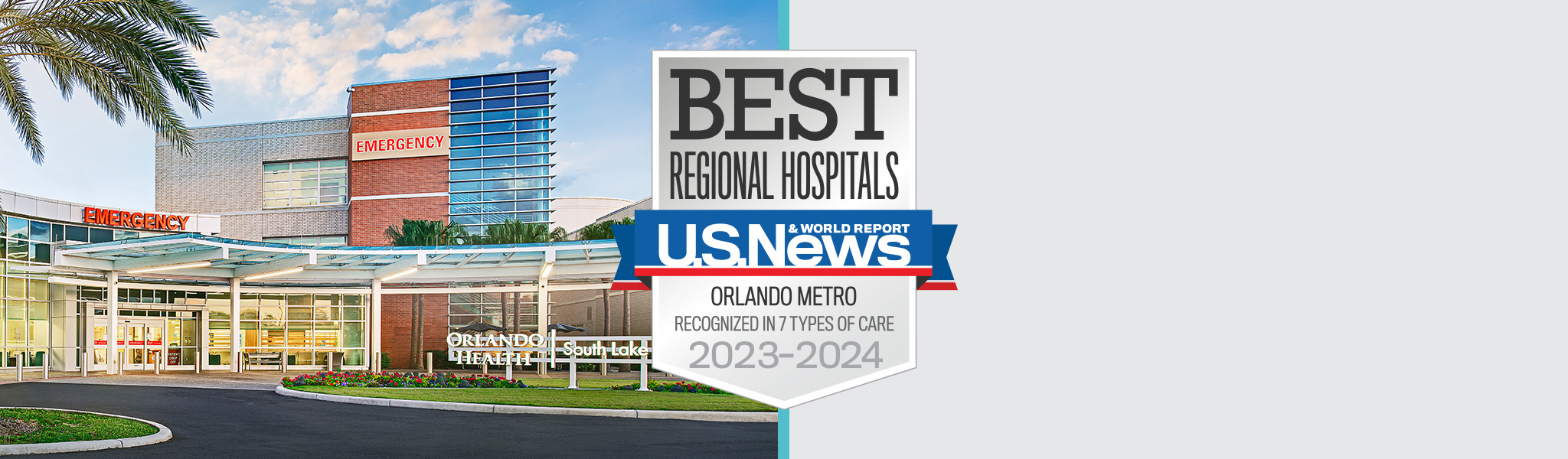 Best Regional Hospitals - U.S. News - Orlando Metro Recognized in 7 types types of care 2023-2024
