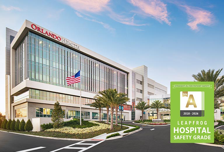 South Lake Hospital building next to A grade Leapfrog badge